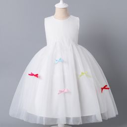 Mark & Mia Sleeveless Solid Color Party Dress with Bow Applique - White-image-97