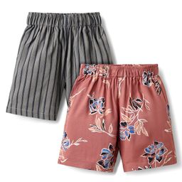 Rikidoos Cotton Pack Of 2 Striped & Floral Printed Boxers - Pink & Grey-image-99