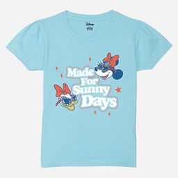 Wear Your Mind Cotton Disney Mickey & Friends Featuring Half Sleeves Minnie Mouse & Daisy Duck Printed Tee - Sky Blue-picture-12