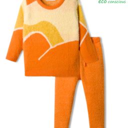Babyoye Jacquard Knit Full Sleeves Pullover Sweater Set with Color Block Design - Orange-picture-30
