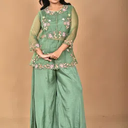 Morchari Hand Embroidered Top With Palazzos Co-Ords-image-83