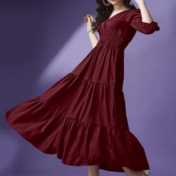 Femvy Tiered V-Neck Fit & Flare Maxi Dress-picture-20