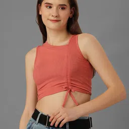SXV STYLE Women Ribbed Square Neck Lace Inserts Crop Top-image-96