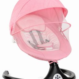 fab n funky Automatic Electric Swing with Adjustable Swing Speed & Soothing Music with Mosquito Net & Safety Belt - Pink image 3