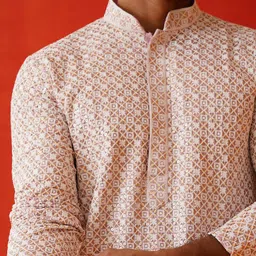 Jompers Men Embroidered Regular Sequinned Kurta with Pyjamas image 4