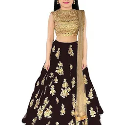 F Plus Fashion Girls Embroidered Semi-Stitched Lehenga & Unstitched Blouse With Dupatta-picture-30