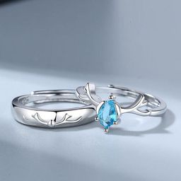 kazare Set Of 2 Rhodium-Plated Stone Studded Couple Finger Rings-image-38