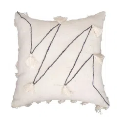 SH Creation and Handlooms 2-Pcs Off-White & Grey Self-Designed Pre-FilledCushions-26