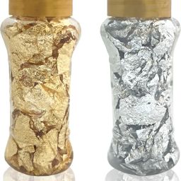 1 Golden foil Flake and 1 Silver foil Flake for Decorating Cake Borders and Other Sweets Baking Glitters-image-54