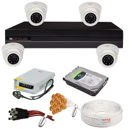 CP PLUS 2.4 Megapixel, H.265+, 4 Camera Combo Kit with 4Ch DVR, 4 Dome Cameras, 1TB HDD, P-9