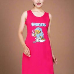 White Moon Printed Nightdress-image-81