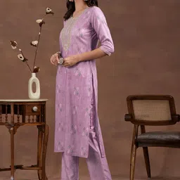 Libas Ethnic Motifs Printed Zari Straight Kurta with Palazzos & Dupatta image 3