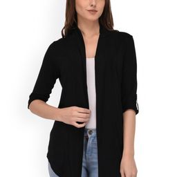 Espresso Black Solid Open Front Shrug-6