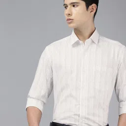Arrow Manhattan Slim Fit Self Striped Pure Cotton Formal Shirt-picture-20