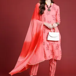 Anouk Women Floral Printed Sequinned Kurta With Trousers & Dupatta-picture-11