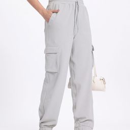 glitchez Women Street Style Edge Mid-Rise Relaxed Fit Cargo-Style Joggers-image-28