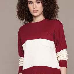 The Roadster Lifestyle Co. Pure Acrylic Colourblocked Pullover-image-94