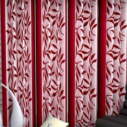 BELLA TRUE Maroon & White 4 Pieces Floral Printed Door Curtains-image-71