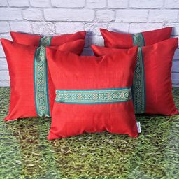 pink parrot Pinkparot Artsilk 12x12 inch cushion cover set of 5 pcs-picture-34