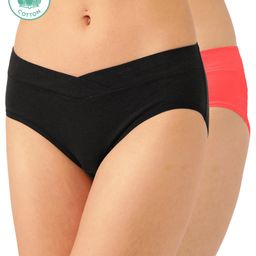 Inner Sense Organic Cotton Antimicrobial V Band Panty Pack Of 2 - Black Red-image-60