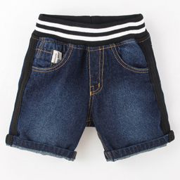 Little Kangaroos Above Knee Length Washed Denim Shorts - Dark Blue-picture-11