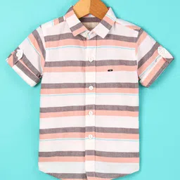 Jash Kids Cotton Half Sleeves Shirt Striped - Peach-picture-41