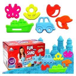 FunBlast Creative Blue Sand & 6 Pcs Moulds - Multicolor-image-2