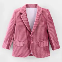 Robo Fry Velvet Full Sleeves Corduroy Blazer Striped - Pink-image-78