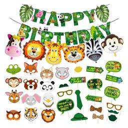 Zyozi Jungle Theme Birthday Decoration Kit Multicolor - Pack of 38-image-35