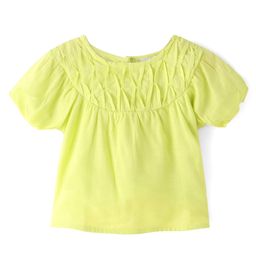 Babyhug Rayon Gathered Half Sleeves Woven Top With Fabric Manipulation - Lime-image-84