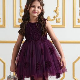 Mark & Mia Woven Sleeveless Floral Embellished Dress - Purple-image-15
