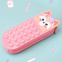Kitty Shape Pencil Box with Pop It Applique - Pink-image-80