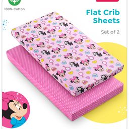 Babyhug Disney Premium Cotton Crib Sheet Minnie Mouse & Me Theme Pack of 2 - Pink And Purple-17