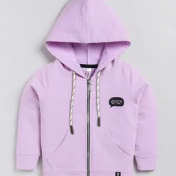 giniekids Cotton Lycra Full Sleeves Solid Hoodies - Lavender-picture-15