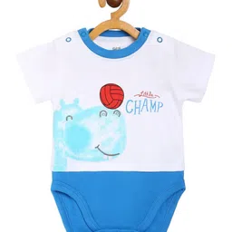 MINI KLUB Cotton Half Sleeves Dinosaur Printed Onesie - White-picture-5