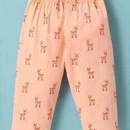 Tango Single Jersey Knit Full Length Lounge Pants with Reindeer Print - Peach-image-99