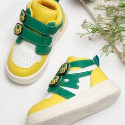 ONYC Dog Paw Patch Detailed & Colour Blocked With Double Velcro Closure Sneakers - Yellow & Green-image-79