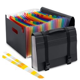 Storite 24 Pockets Expanding File Folder, A4/Letter Size Document Organizer With Handle & Buckle Closure, Accordion File For Paper Bill Receipt Documents For School Office Home (33 * 24Cm),Black-9