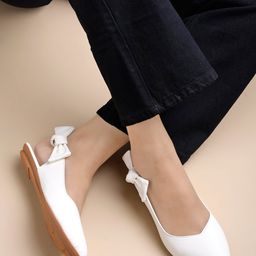 Shoetopia Bow Applique Detailed Ballerinas - White-image-99