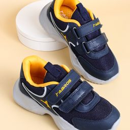 ABROS Colour Blocked & Mesh Detailed With Double Velcro Closure Shoes - Navy Blue & Mustard-image-47