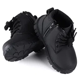 Babyoye Winter Boots With Zipper Closure & Lace Up Closure - Black-picture-44