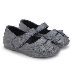 Superminis Bow Applique Detailed Foil Designed Ballerinas - Black & Grey-image-32