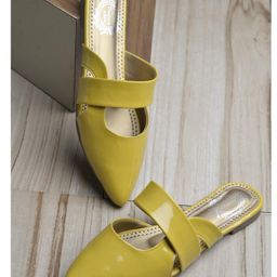 Shoetopia Solid Slip On Mules - Yellow-image-85