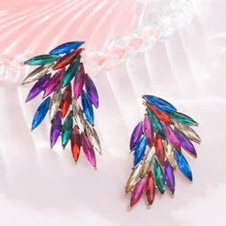 Niscka Gold-Plated Contemporary American Diamond Drop Earrings-6