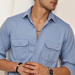 The Roadster Lifestyle Co. Men Classic Fit Textured Spread Collar Casual Shirt-image-77