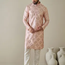 Anouk Men Geometric Embroidered Thread Work Kurta-14