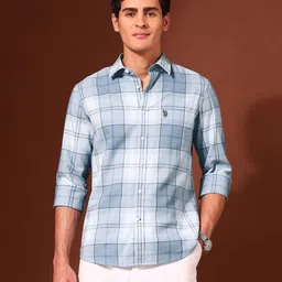 U.S. Polo Assn. Men Classic Tailored Fit Checked Spread Collar Cotton Casual Shirt-image-48