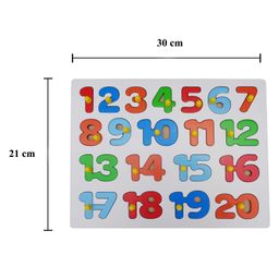 WOODYKRAFT 1 to 20 Counting Number Educational Wooden Learning Puzzle Tray with Montessori Knobs - Multicolour image 3