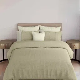Triani 6Pcs Green & White 250 GSM Double Queen Bed Covers-picture-10
