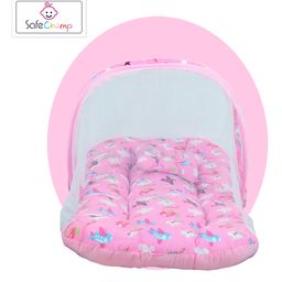 SafeChamp Skyler Baby Bedding Set with Mosquito Net And Pillow - Pink image 5